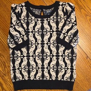 Maeve Black and Cream Graphic Sweater